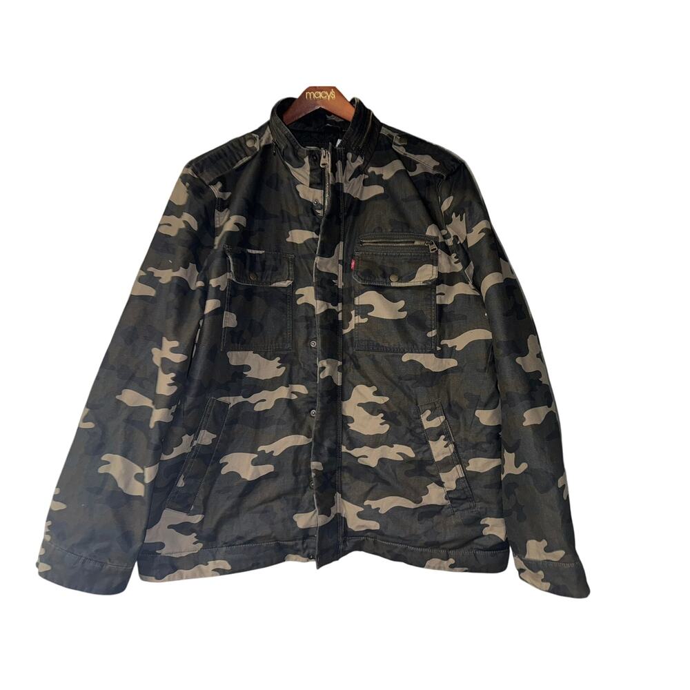 NEW Levi's Camo Military Field Jacket Size Men's 2XL Full Zip & Buttons